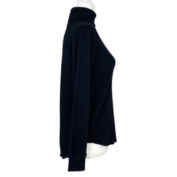 Everlane Women’s NWT Black The Organic Cotton Waffle Turtleneck Top XS/C36 - Picture 2 of 11